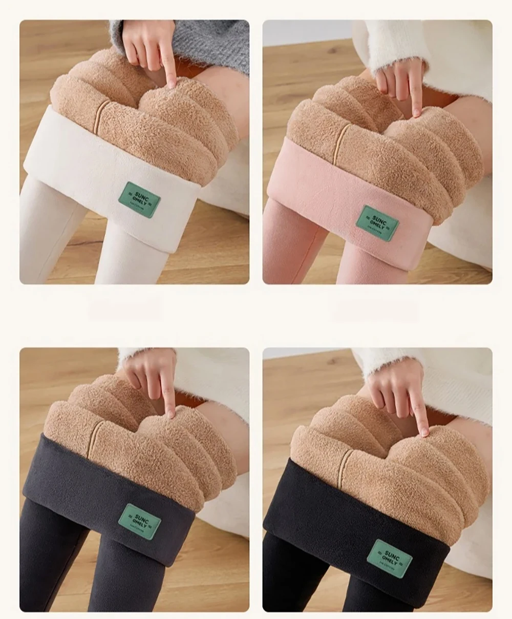 Damen Übergröße Fleece-gefütterte Leggings Hochgeschnittene Strumpfhosen für Kalten Winter Thermische Dicke Gerippte Skinny Hosen für Outdoor – Detail 6