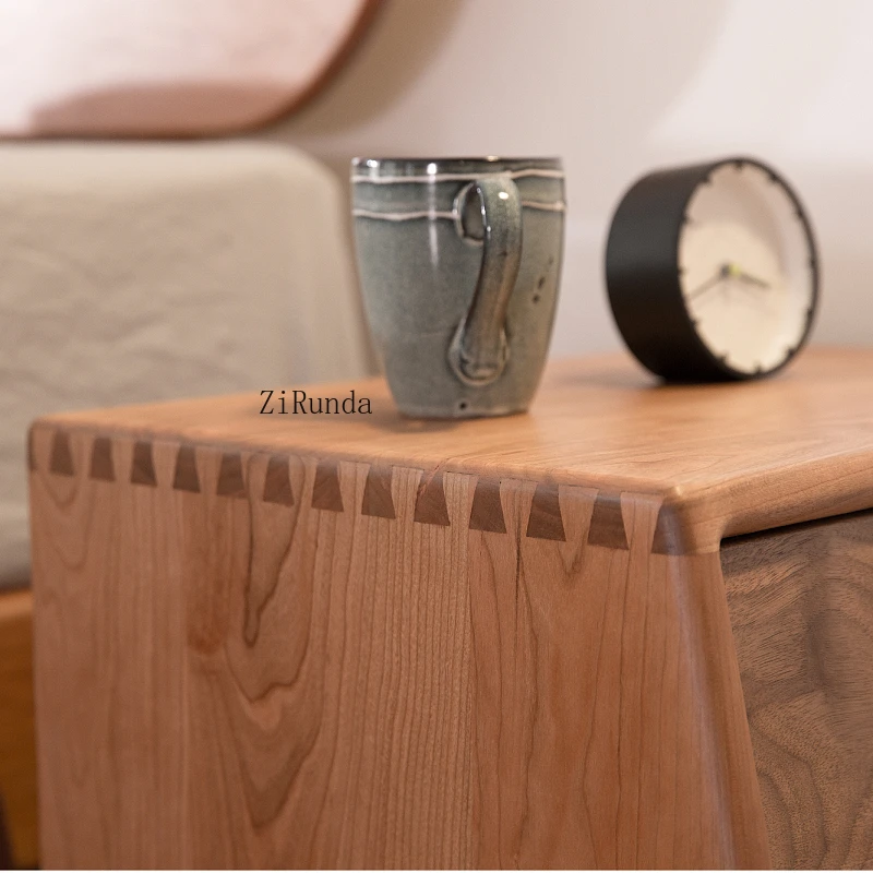 /All solid wood children's bedside table storage cabinet black walnut cherry wood environmentally friendly children's furniture
