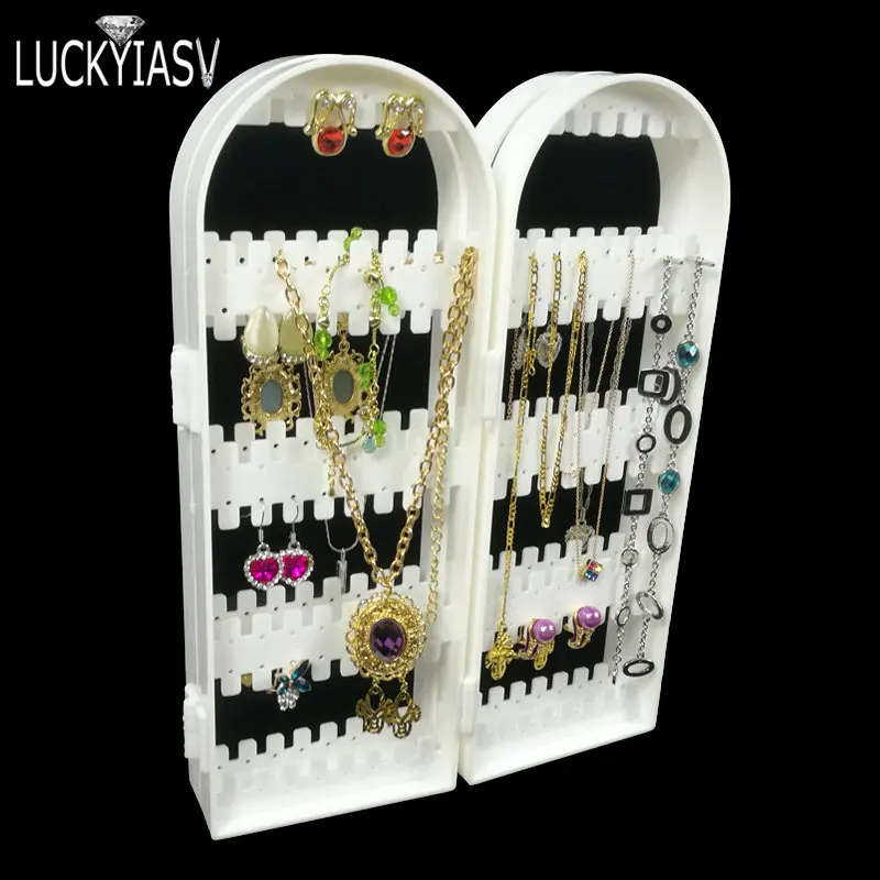 60 to 360 holes Plastic Earrings Studs Display Rack Folding Screen Earring Jewelry Display Stand Holder Storage For Stud