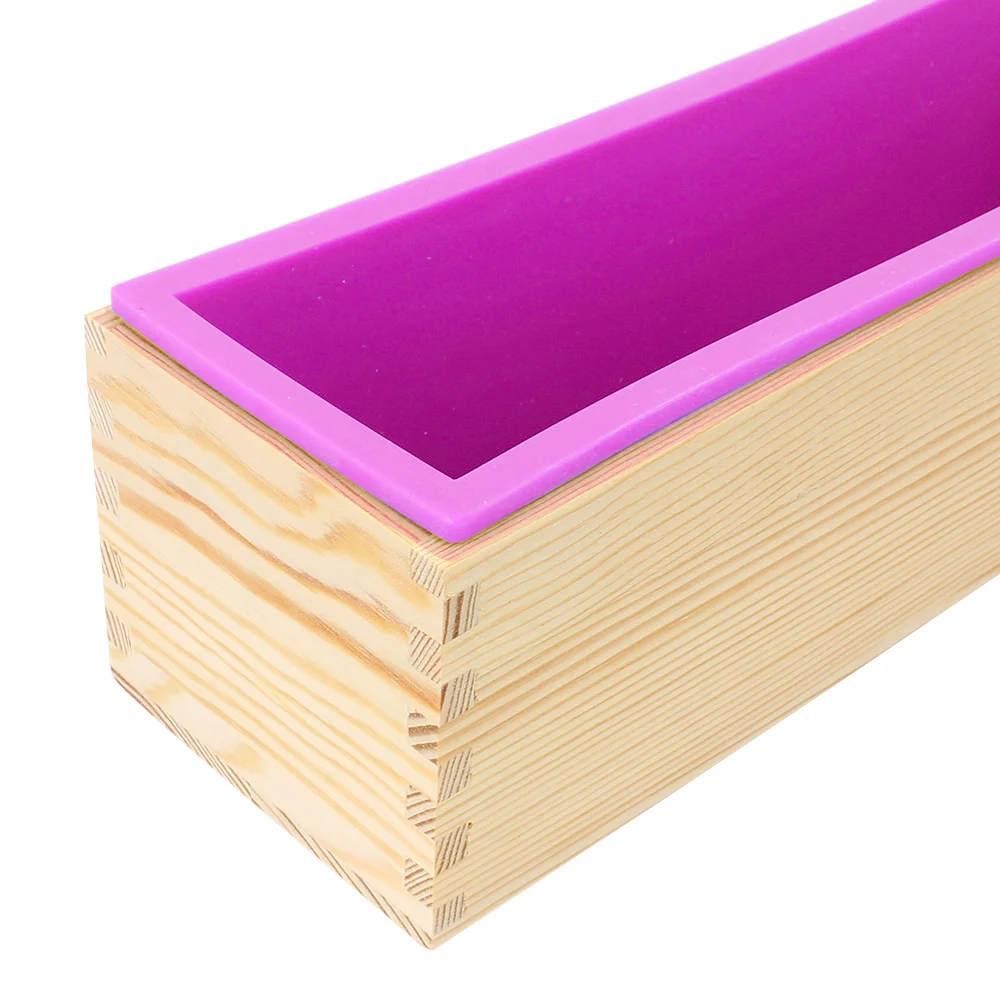 Toast Cake Loaf Mold with Wooden Box Rectangular Baking Kitchen Tools Silicone Soap Mold DIY Handmade Tool