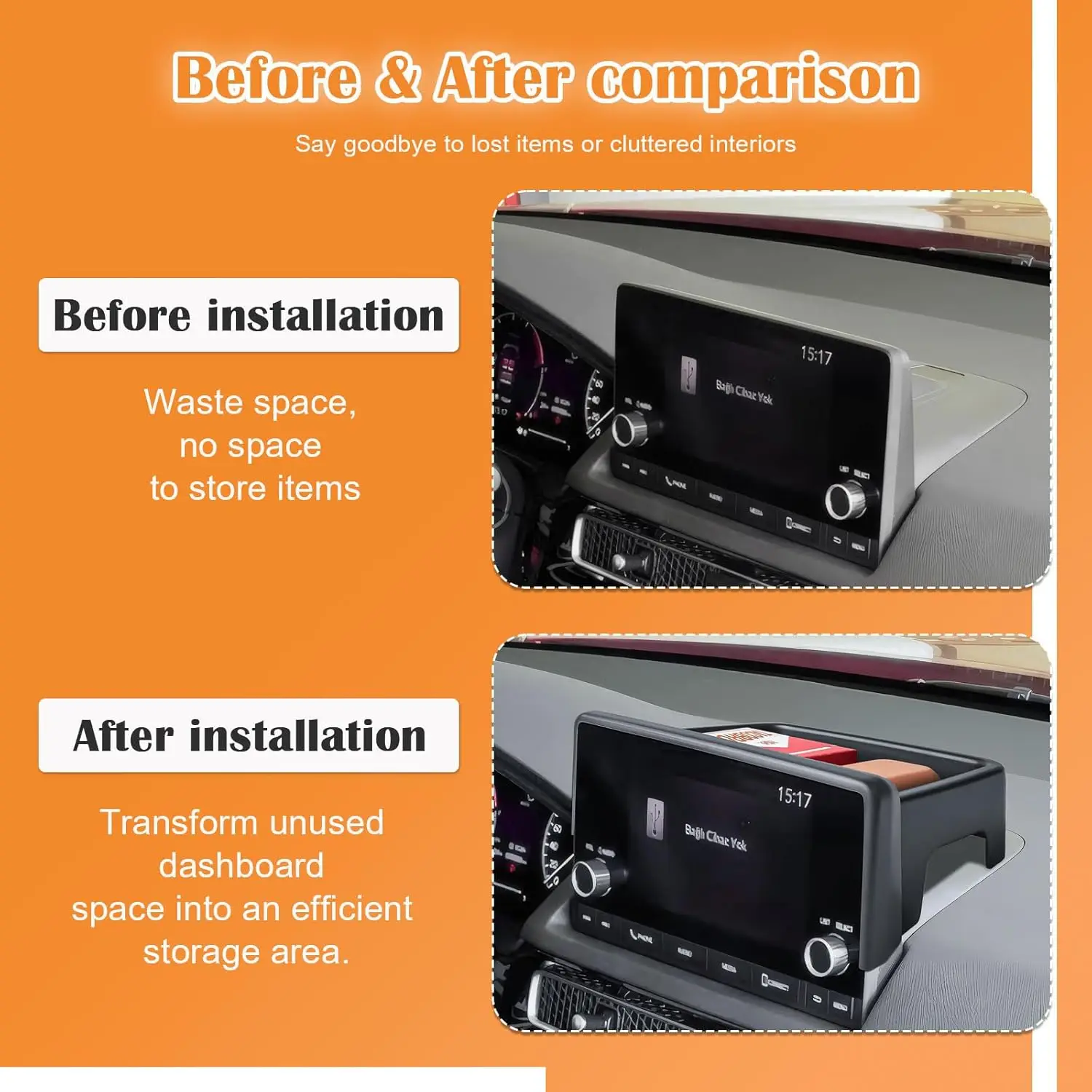 혼다 시빅 2022-2025용 대시보드 수납 정리함, 액세서리, 스크린 오디오 멀티미디어, 인테리어 센터 콘솔, 대시보드 장착형