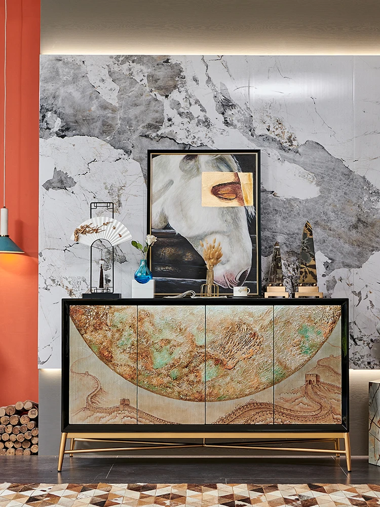 

Modern light Chinese style wind wall mounted integrated entrance cabinet