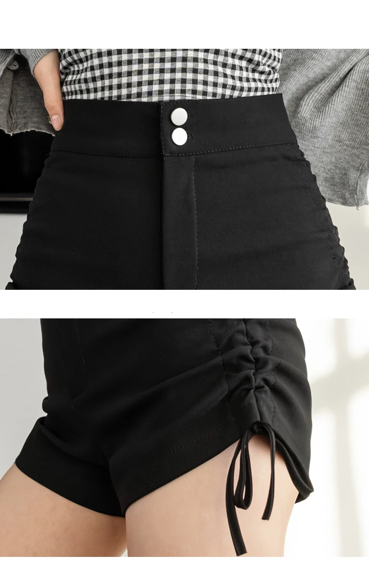 Summer Fashion Drawstring Lace Up Bow Shorts Feminino Womens Clothing 2022 New High Waist Button Black Casual Women Shorts Mujer short shorts