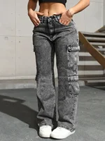 Womens Jeans Y2k Jeans High Waist Stretch Cargo Pants Multiple Pockets Casual Trousers For Ladies Fashion Retro Style - Image 4