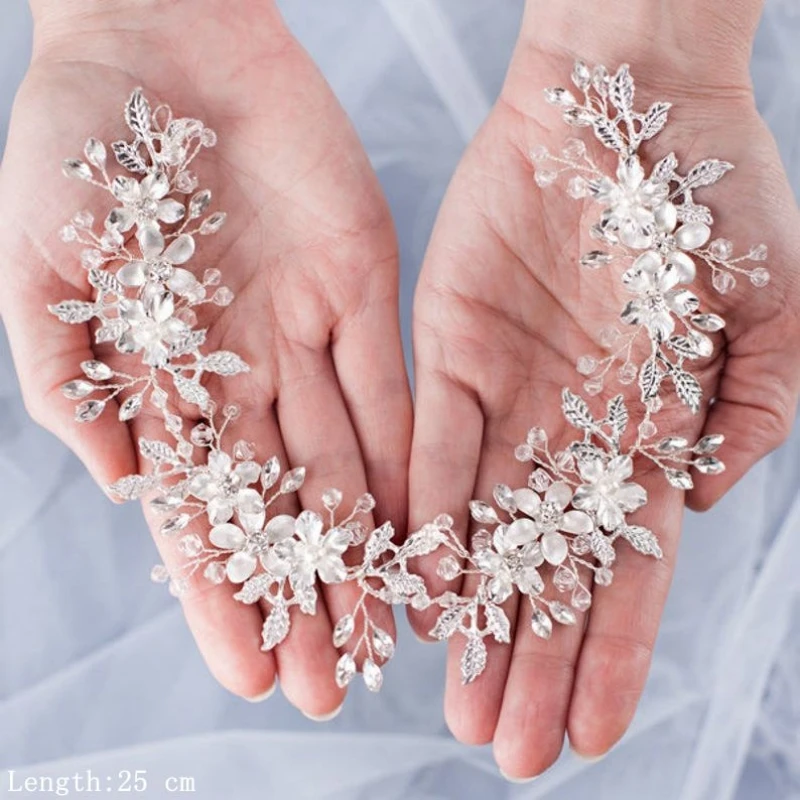Kristall Blume Blatt Stirnbänder Tiaras Luxus Strass Für Frauen Pageant Prom Braut Hochzeit Haar Zubehör Schmuck Tiara Geschenk – Detail 3