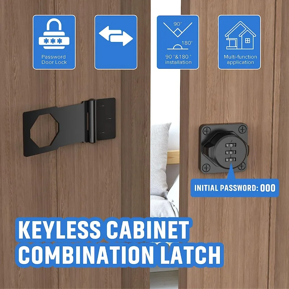 3 Digit Household Security Cabinet Password Locks Keyless Drawer Combination Coded Door Cabinet Home Hardware Zinc Alloy cabinet safety lock cabinet lock digit combination lock combination lock door lock door safety lock