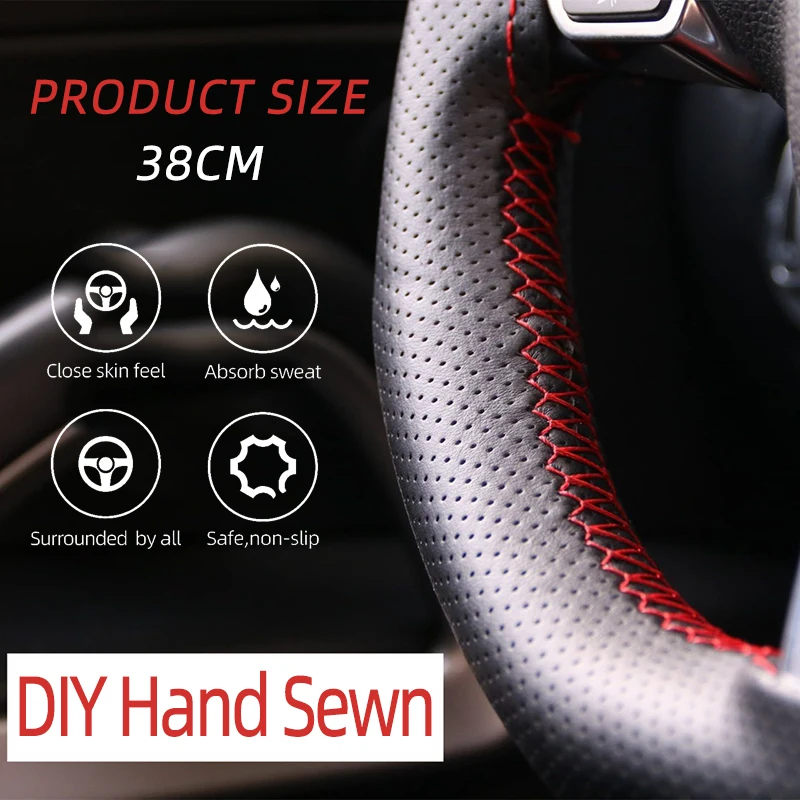 Universal Leder Auto Lenkrad Stich Auf Wrap Abdeckung DIY Nähen  Atmungsaktiv und Anti Slip - AliExpress