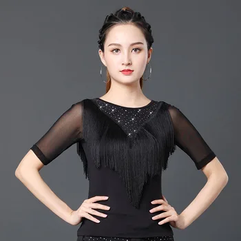 Costume da ballo latino con frange per adulti, sala da ballo da donna, danza moderna, nappe, top, abbigliamento da ballo estivo, abiti da competizione teatrale