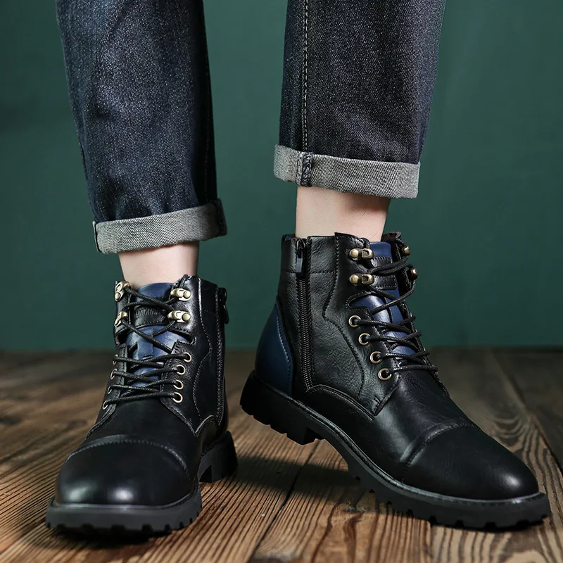 Boots Men High Top Boots High Quality Women Leather Shoes 2025 Outdoor Sneakers Men Lace Up Non-Slip Ankle Boots for Couple