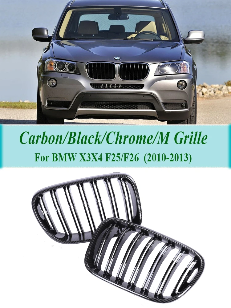 

For BMW X3 X4 F25 F26 Front Kidney Radiator Carbon Fiber Grille Facelift Bumper Racing Refting Grill Car Accessories 2010-2013