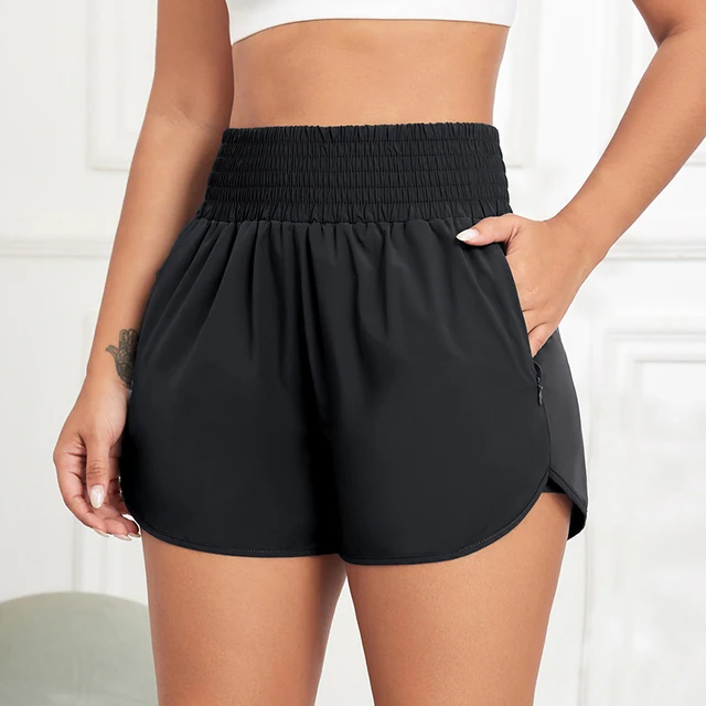 47740-96d182.jpg CHRLEISURE Women's Running Shorts with Zipper Pockets Quick-Dry Gym Shorts with Liner Elastic Waist Band Athletic Shorts