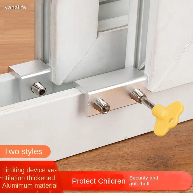 Aluminum Alloy Window Locks Plastic Steel Lock Car Window Shade Stopper Stainless Steel Slidable Safety Anti-Theft Lock