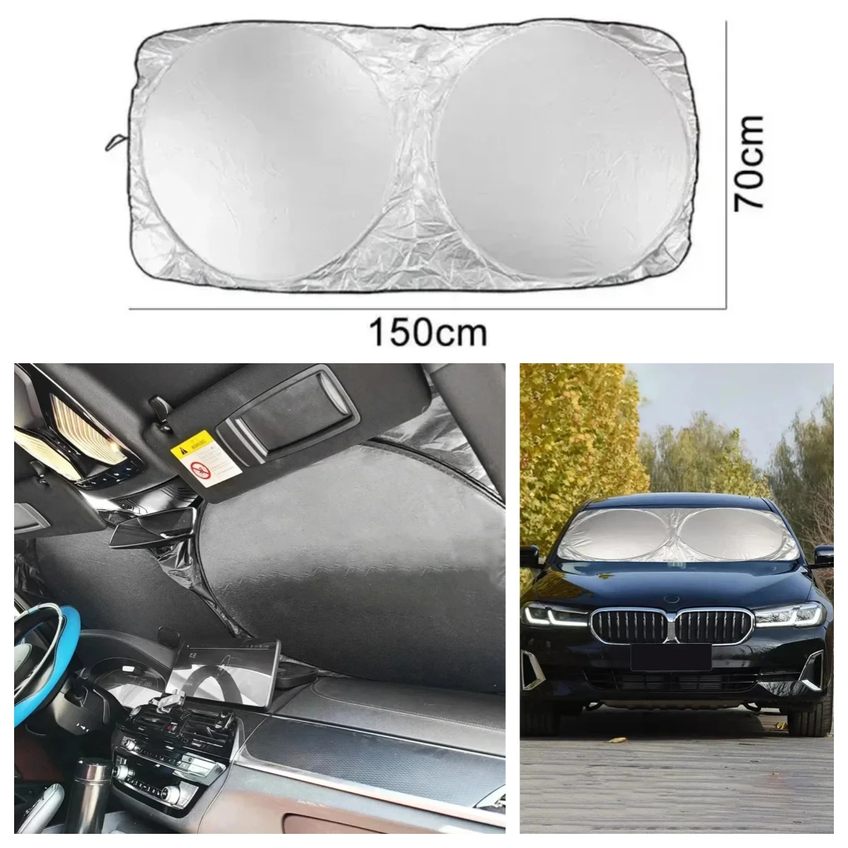 Silver Car Windshield Sunshade Auto Sun Shade Foldable Universal Windsceen Sun Block Cloth Car Front Window Cover