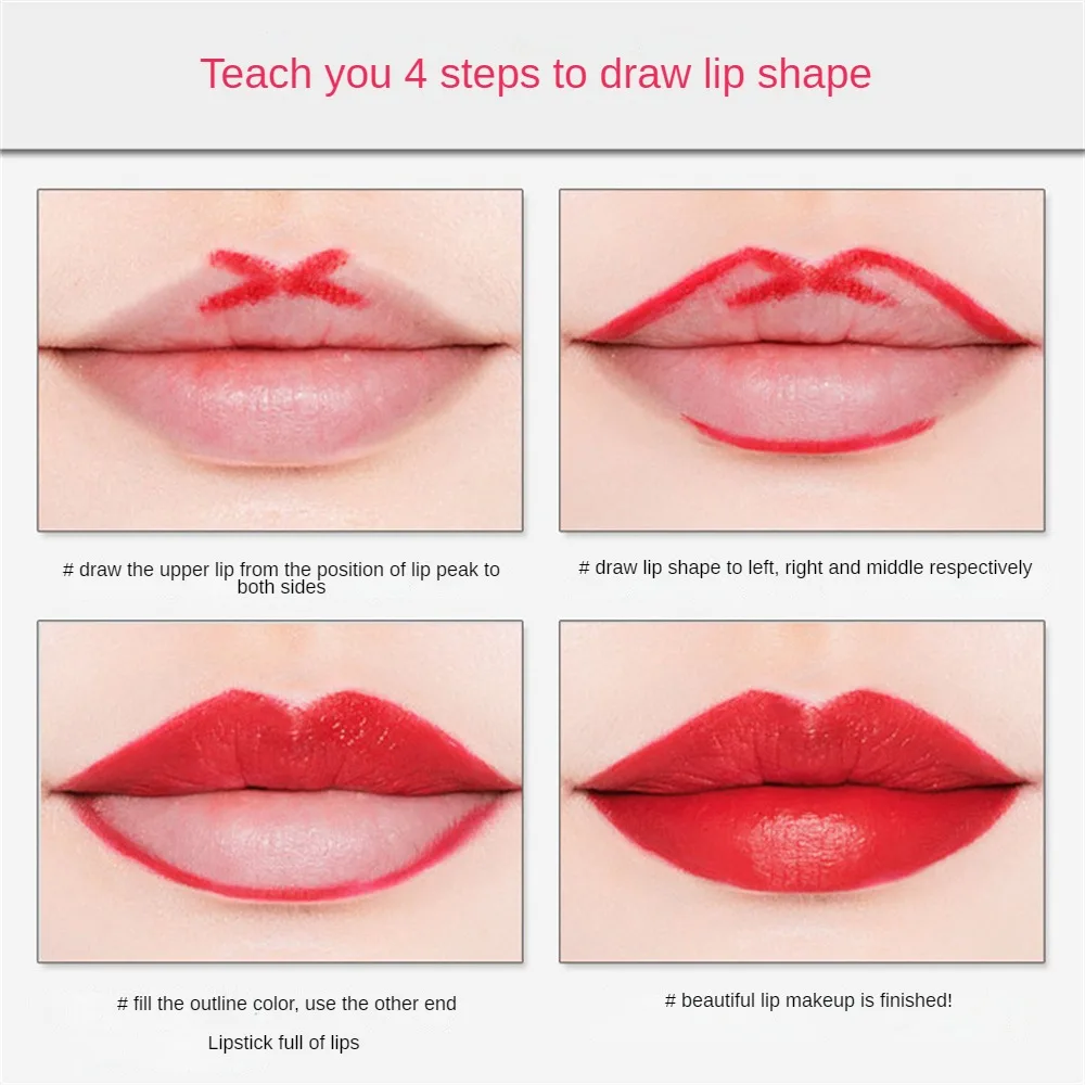 Lipgloss Double Head Lipstick Cosmetics Lip Liner Pencil Non-stick Cup Lipstick Lipliner Pen 8 Color Lips Makeup Red Lip Tint 6