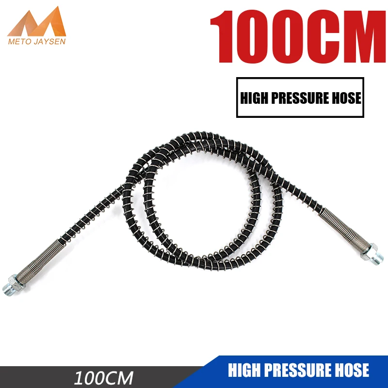 

Pneumatics Air Pump High Pressure Nylon Hose with Spring Wrapped 100cm Long M10*1 Male x M10*1 Male thread NH100