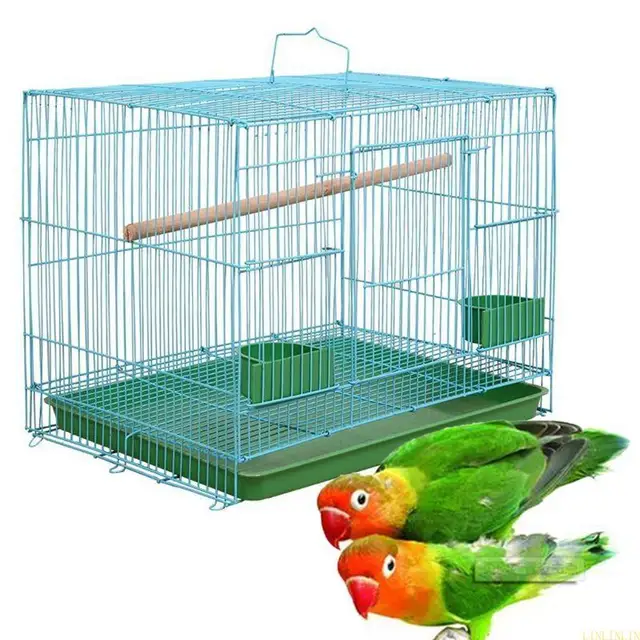 Wire Rectangular Small Cage for Small Birds and Canaries Rekord Equipped with Bird Standing and 2 Semicircular Feeders 2