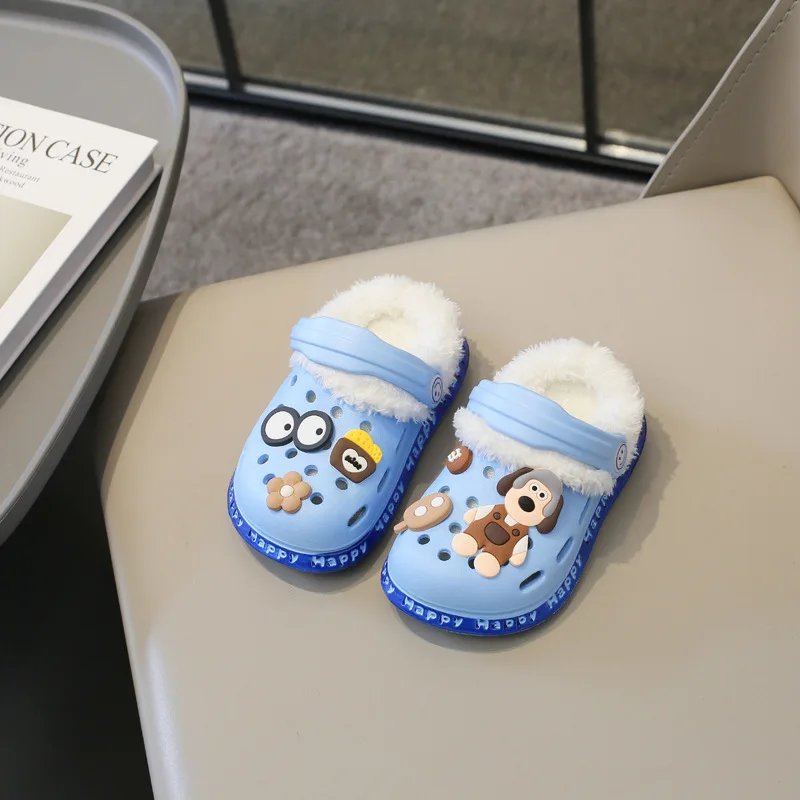 Winter Kid House Shoes Waterproof Non Slip Home Slippers Boys Girls Plush Warm Soft Light Indoor Garden Shoes Children Slippers