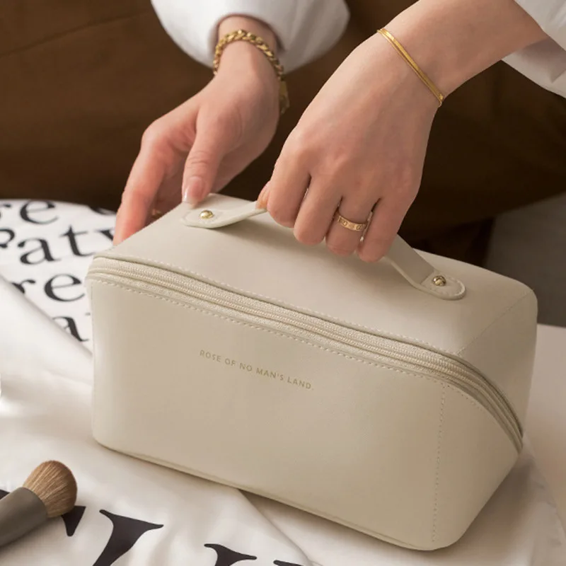 Large-Capacity Makeup Bag Leather Cosmetic Bag Women Multifunction Toiletries Organizer Portable Travel Waterproof Storage Case 4