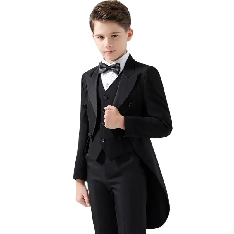 

Boys Suits Slim Fit Long Tuxedo Vest Pants 3 Pcs Summer Wedding Sets Kids Clothes Communion Suit For Boys/Child Clothes Outfit