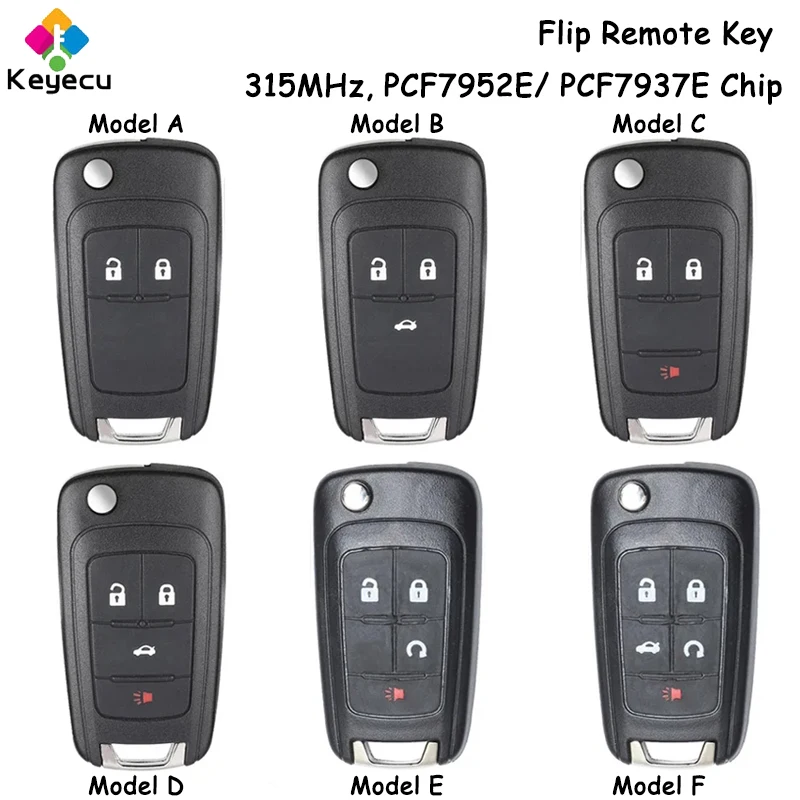 Keyecu Keyless Go Flip Chiave Per Auto Remota Con Chip Id46 315Mhz Per Chevrolet Camaro Cruze Malibu Sonic Equinox Malibu Ss Impala