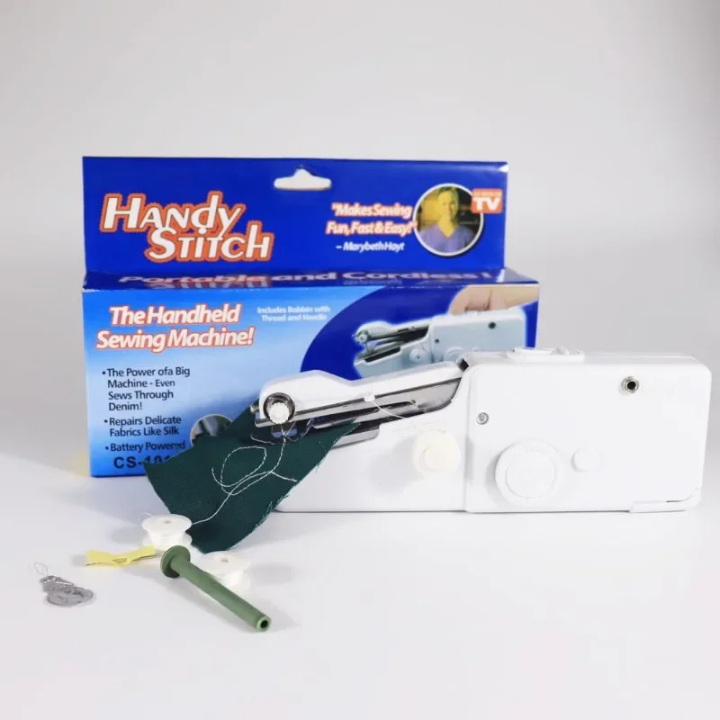2pcs Mini Handheld Cordless Sewing Machine Hand Held Stitch Clothes  Portable