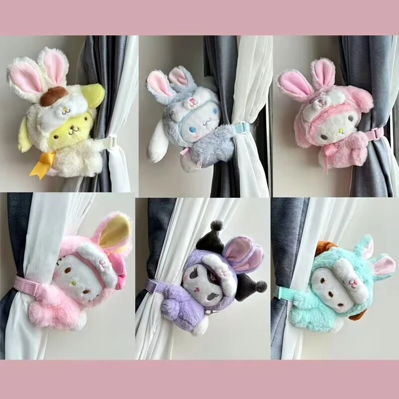 

Kawaii Sanrio Hello Kitty Curtain Tieback Anime Cinnamoroll Kuromi Plush Doll Curtain Buckle Cute Home Decoration Christmas Gift