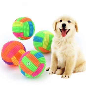 Light up Dog Ball Glow in The Dark Dog Squeaky Toy Non-Toxic Puppy Chew Toys Bounce Activated Squeaky Durable Dogs Cats Balls 3