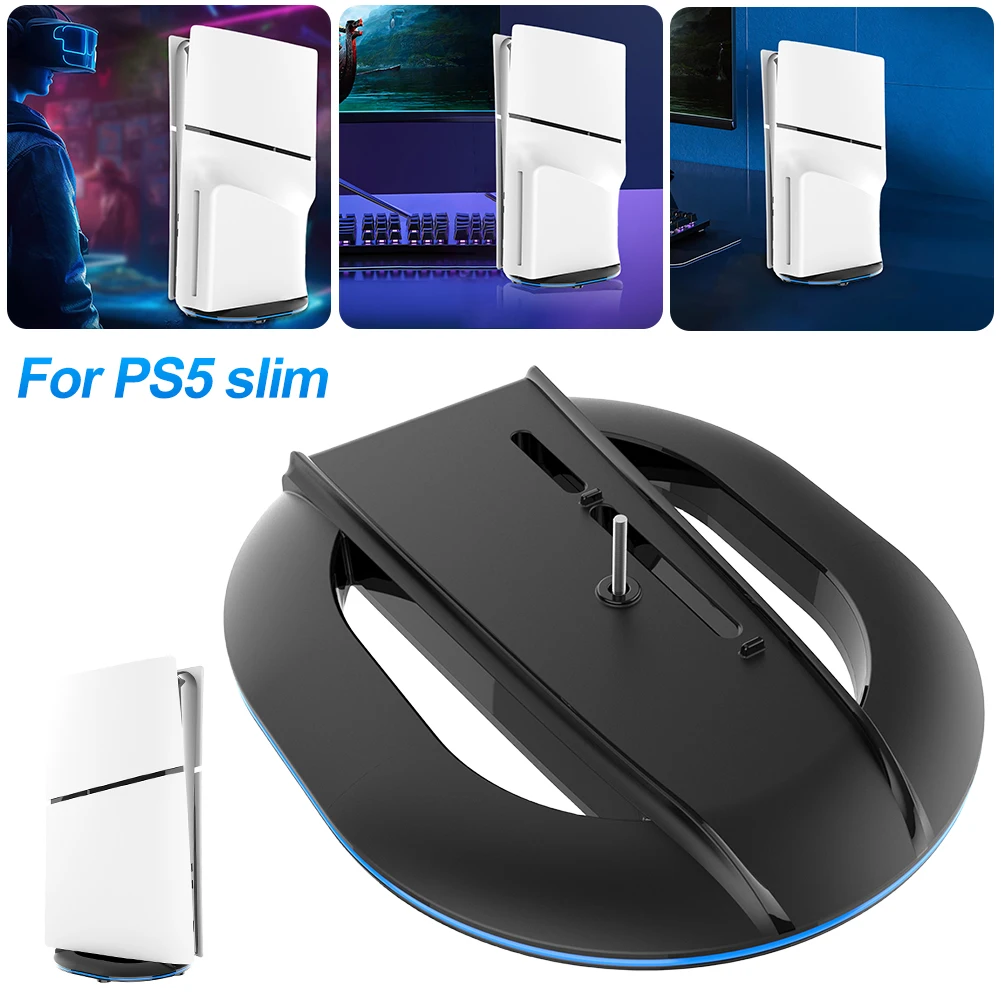 PS5 슬림 콘솔 디스크 및 디지털 에디션용 수직 스탠드, 플레이스테이션 5 슬림 게임 콘솔 냉각용 미끄럼 방지 거치대