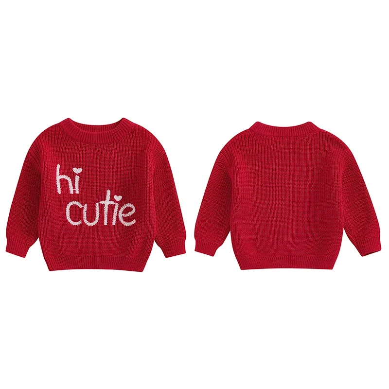 0-36months Baby Sweater Long Sleeve Letters Winter Warm Knit Pullover Valentine&rsquo;s Day Sweater for Infant Girls And Boys
