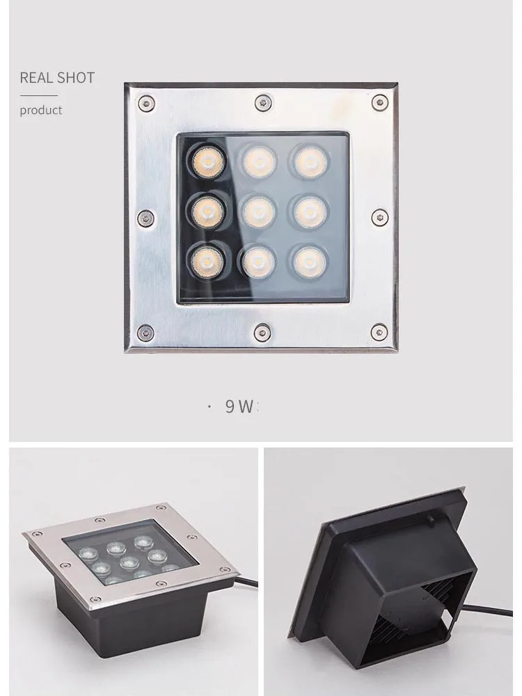 Square Face Box Outdoor Waterproof Led Spot IP67 Garden Border LED Underground Light 4W 5W 9W Landscape Stairs Floor Light