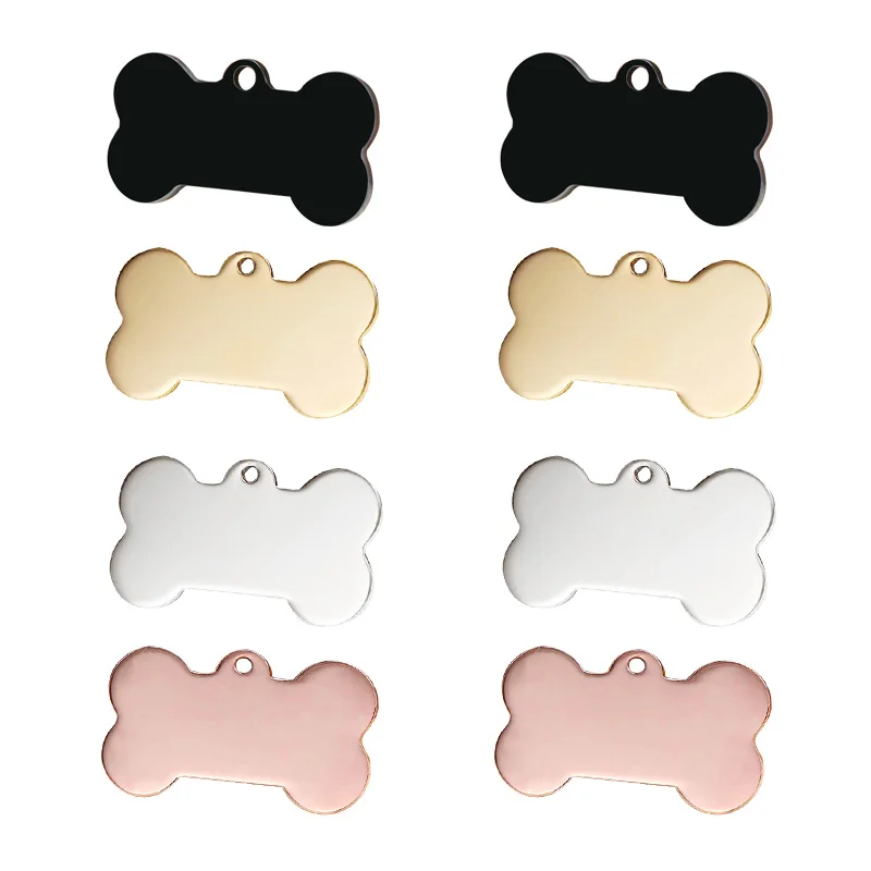 Wholesale 100Pcs Stainless Steel Bone Identity Card Personalized Dog ID Tags Pet Supplies Customized Laser Cat Puppy Pet ID Tags