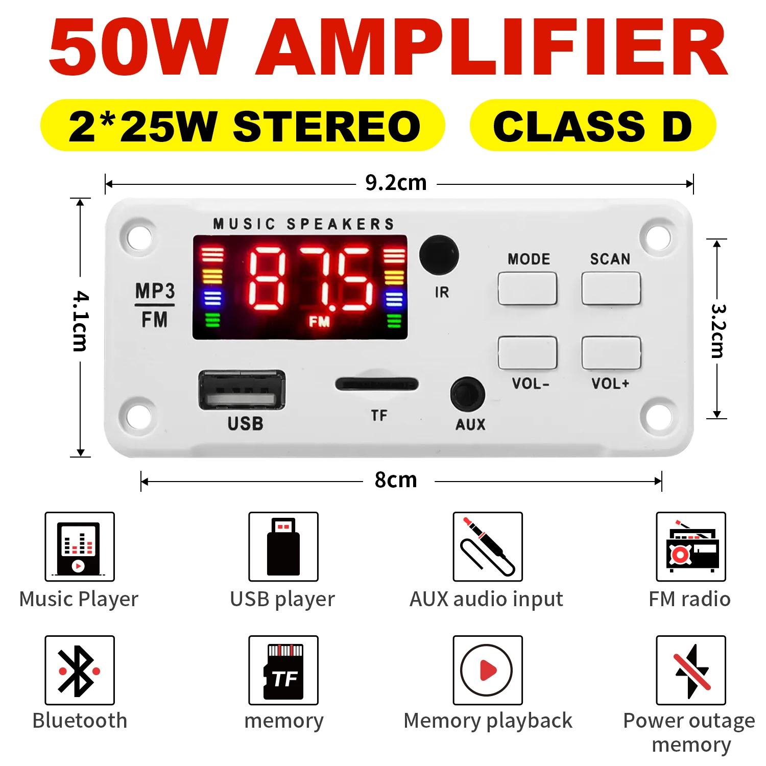 25W  MP3 WMA WAV ڴ  USB   5.0   ÷̾ 6V-12V ڵ FM  AUX ȭ 