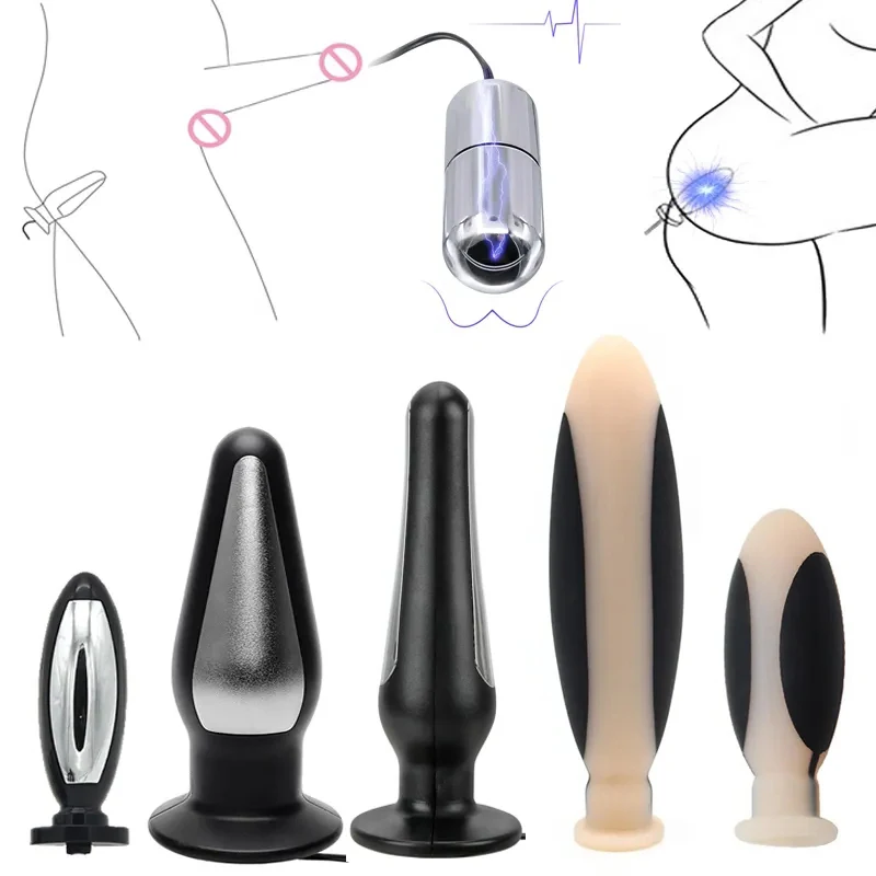 Massage Stimulation Masturbation Pulse Anal Butt Plug Penis Ring Nipple Sucker Clamp Massage Gloves/PadTaser Electro E-stim Toy electro sex toys,electric sex toys