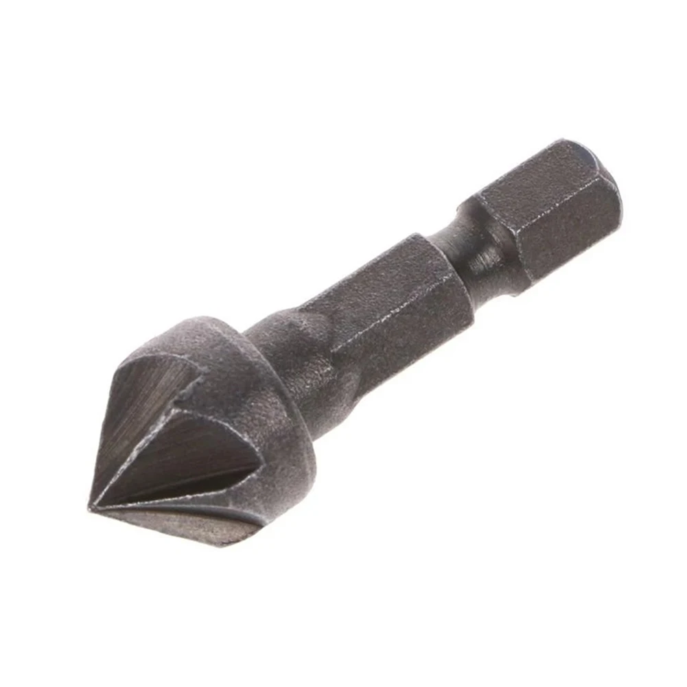 

Power Tools Chamfering Tool 90 Degree Debur Gray Hole Opener Woodworking 1/4\" Hexagonal Shank 45# Steel 5 Flute
