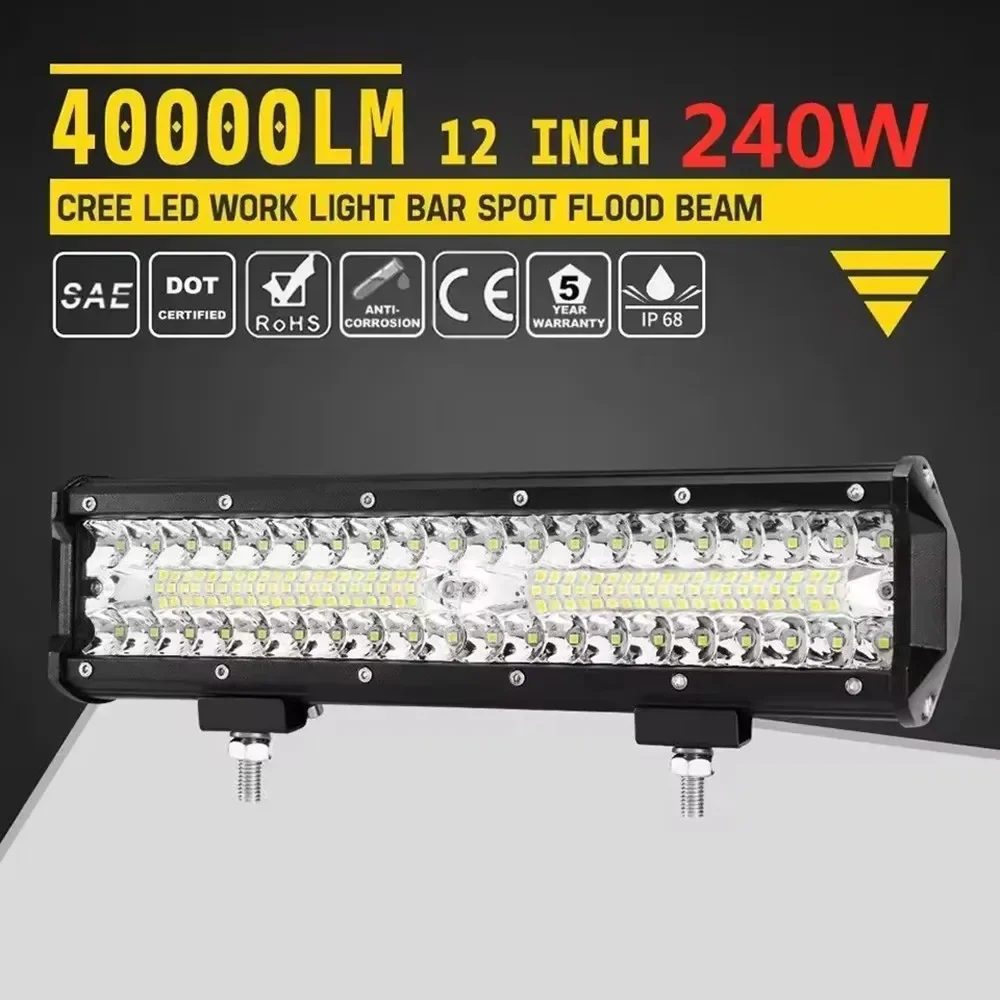 3-Row LED Light Bar – 12V/24V Off-Road Spot & Flood Work Light | Fog Lamp for Truck, SUV, ATV, Tractor & Boat 2