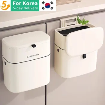 세련된 기능성 걸이식 쓰레기통, 가정용 화장실용, 사각형 디자인, 편리한 클램셸 뚜껑, 대용량