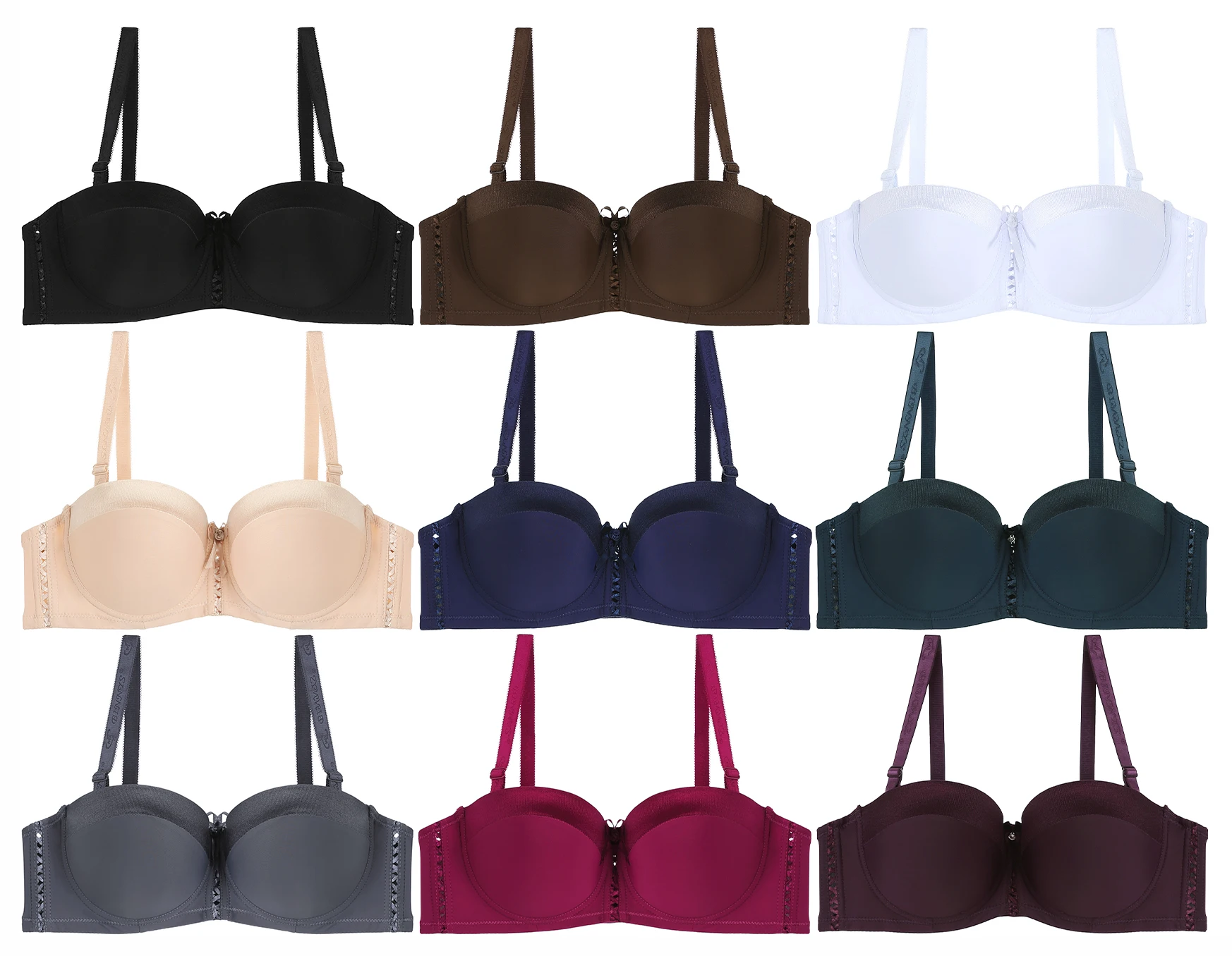 BINNYS High Quality Half Cup Soutien Gorge Grandes Bonnets Solid Color  Underwire Sujetador Women Push Up Balcony Balconette bra - AliExpress