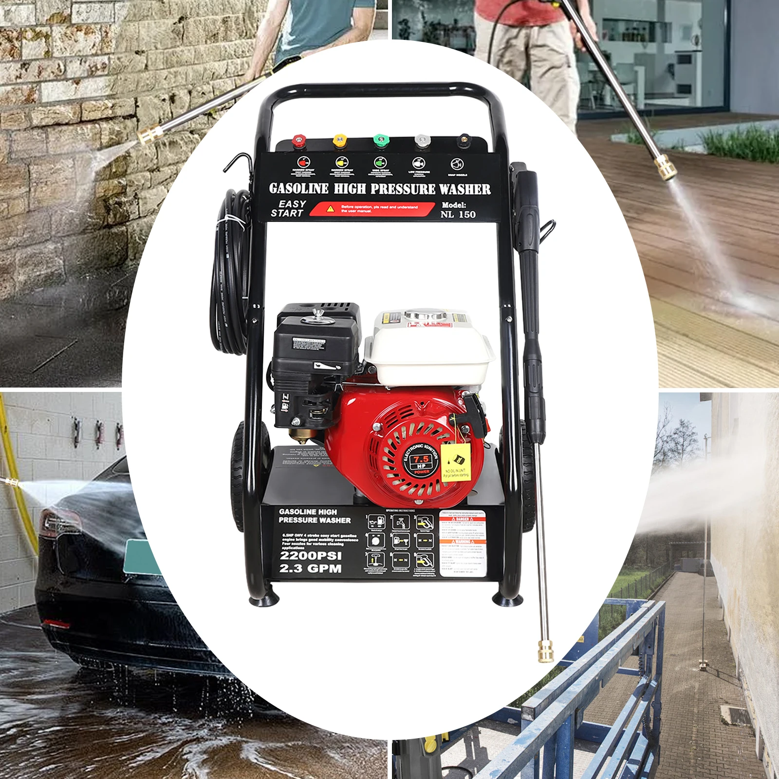 High-pressure Gasoline Washer, Gasoline Powered 7.5HP