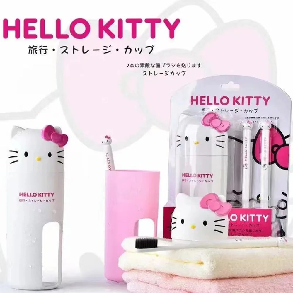 

Kawaii Sanrios My Melody Kuromi зубная щетка набор для переноски Мягкий бамбуковый уголь зубная щетка для полоскания рта Детские Взрослые туалетные принадлежности