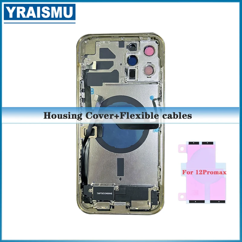 AAA Full Back Cover For iphone 12 12Pro 12ProMax  Housing Battery Door Middle Chassis Frame Assembly Door Rear with Flex Cable