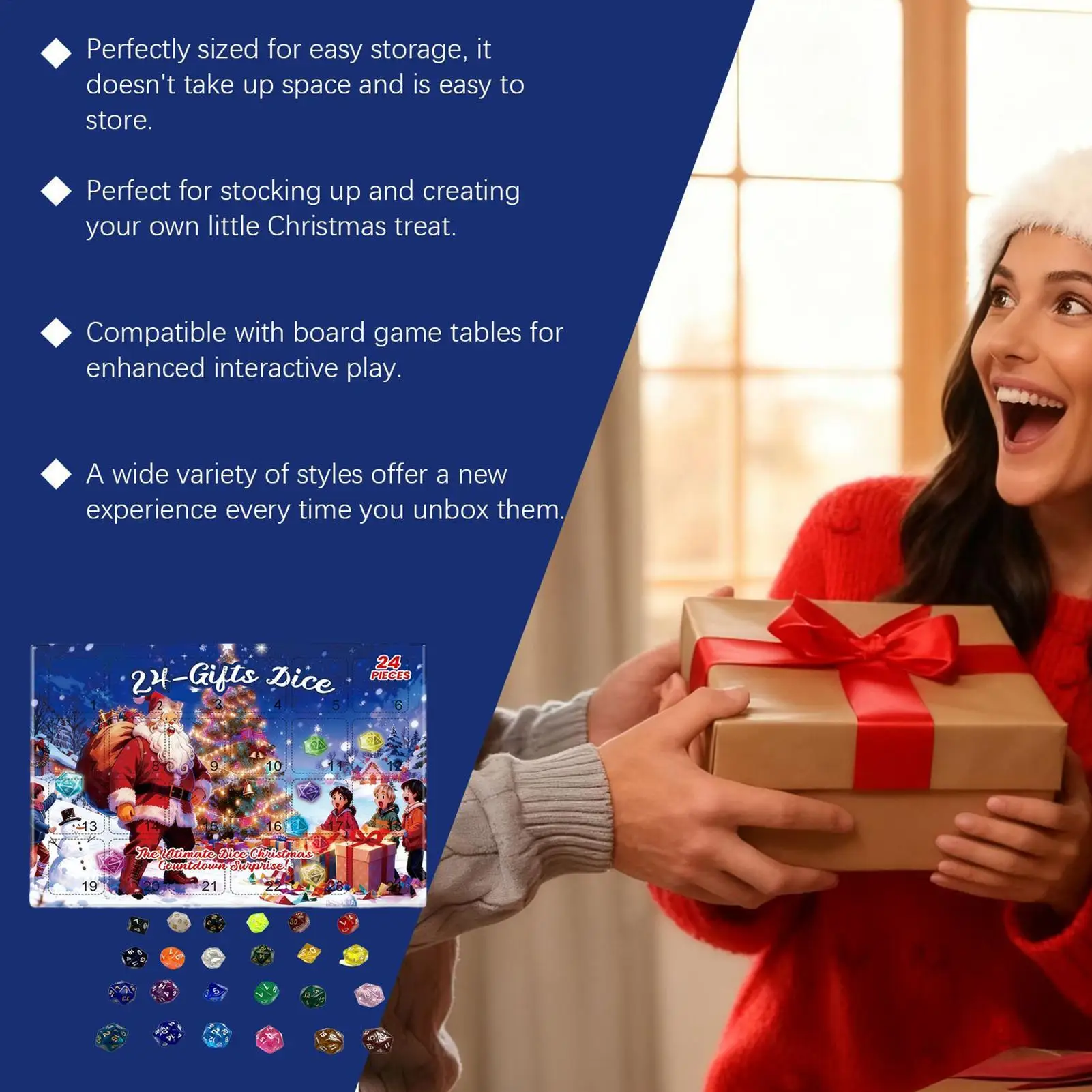 Christmas Countdown Toy Party Game Supplies 24 Days 2025 Dice Kit Advent Toy For Women Boys Girls Youth Teens Wife Husband Son