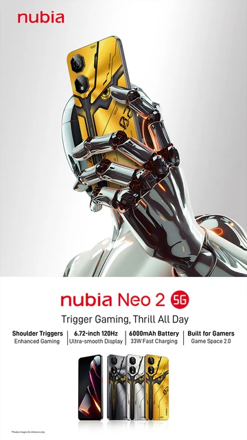 Nubia-neo 2携帯電話,5g,6000mah,長持ちするバッテリー,6.72 fhd + 穴 