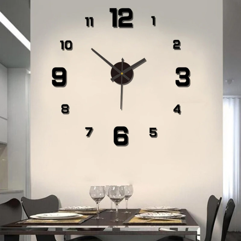 Simple  Modern Design Digital DIY Clock Silent Wall Clock Room Living Wall Decoration Home Decor Punch-Free Wall Sticker Clock