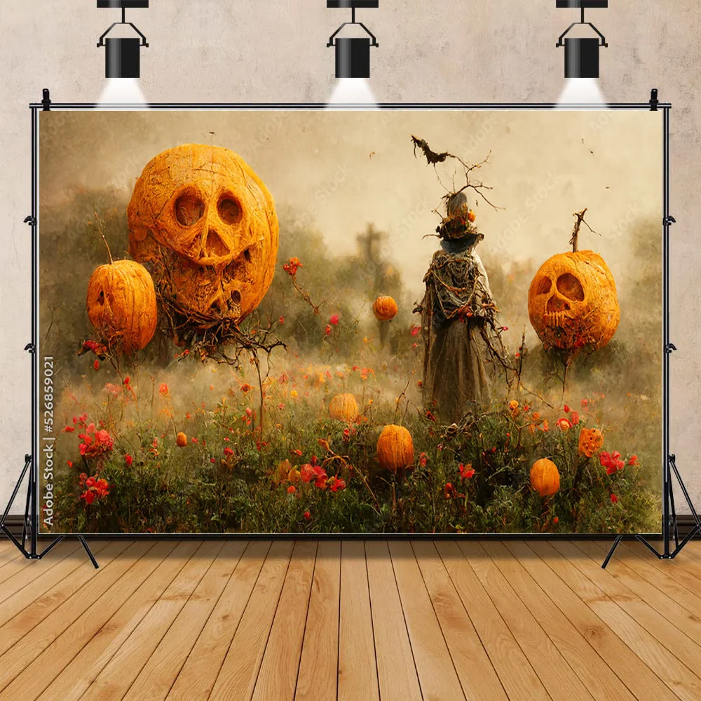 

SHUOZHIKE Halloween Background Autumn Pumpkin Farm Haystack Fallen Leaves Baby Portrait Photography Studio Prop Background NG-06