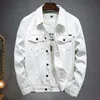 men's denim jacket White and Black Track Jacket Fashionable street lapel denim jacket for men 2023 spring and autumn new style 1