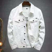men's denim jacket White and Black Track Jacket Fashionable street lapel denim jacket for men 2023 spring and autumn new style 1