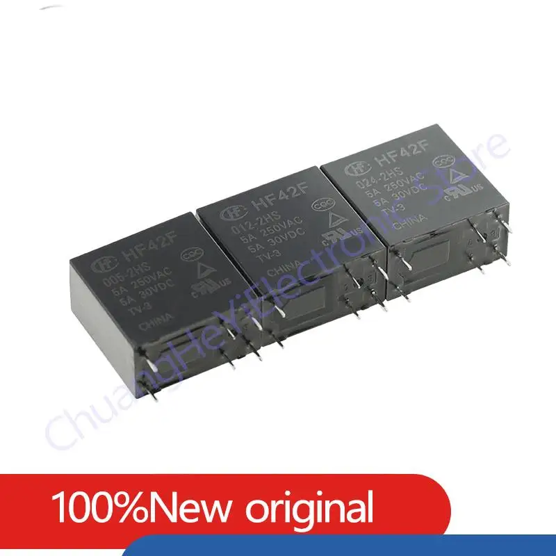 5PCS/Lot Original New HF42F-005-2HS HF42F-012-2HS HF42F-024-2HS 5A 250VAC 6PIN 5V 12V 24V Power Relay