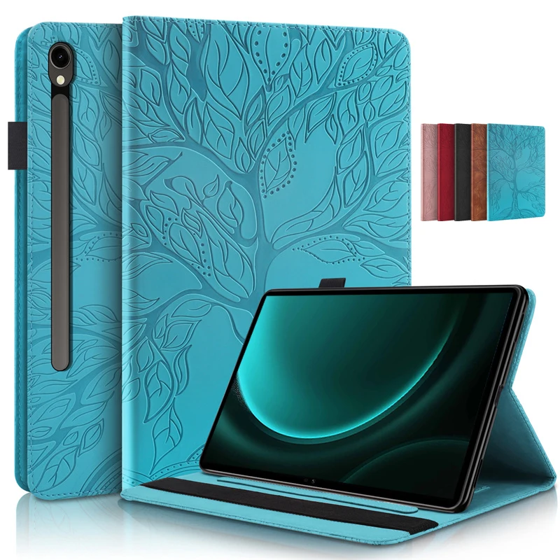 Árvore em Relevo Flip Suporte Capa Tpu para Samsung Galaxy Tab s9 fe Case Tablet 109 3d
