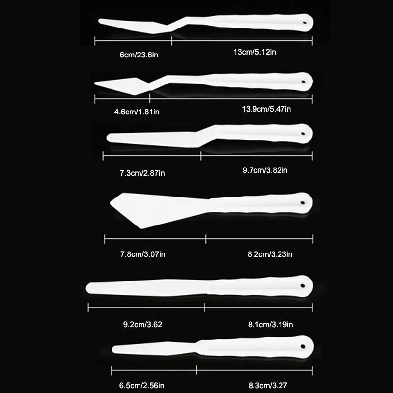 유화 나이프 6 플라스틱 팔레트 나이프 세트, 구아슈 아크릴 페인트 스크레이퍼, 아트 페인팅 페인트 스크레이퍼