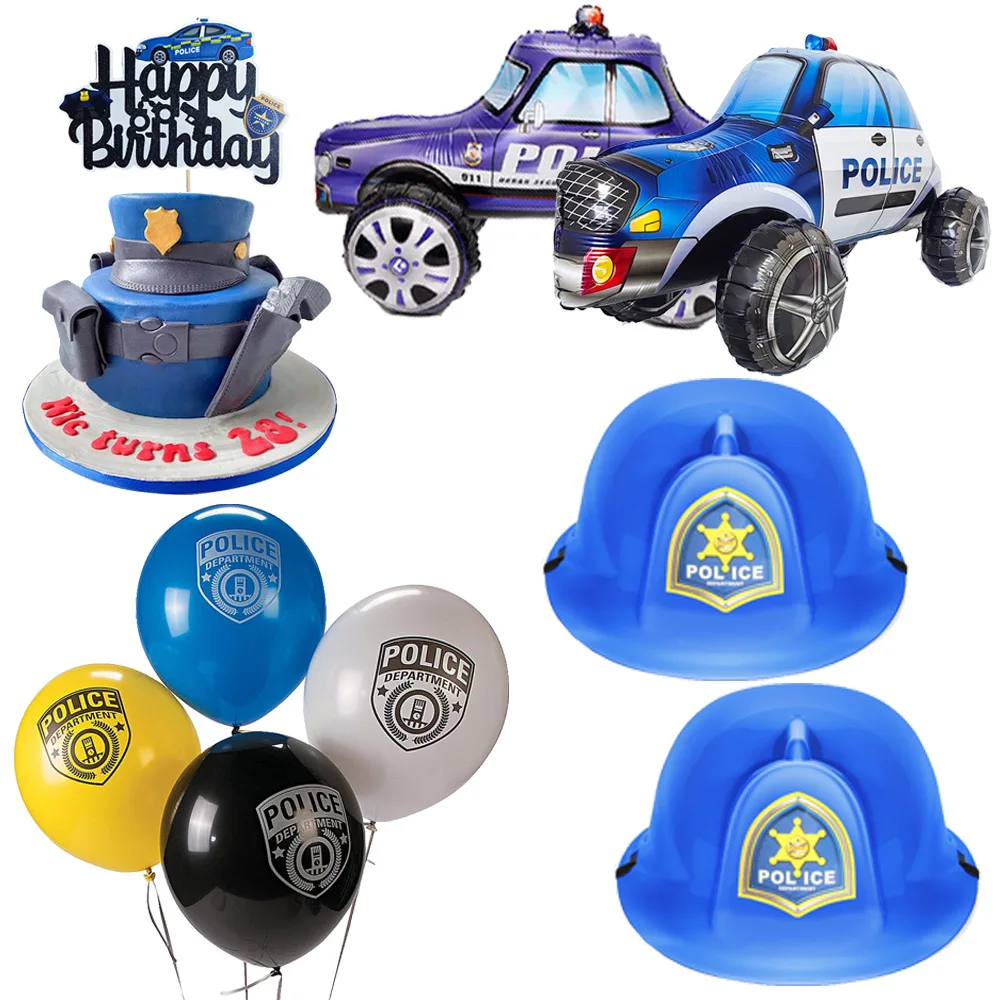 

Police Party Latex Balloons Boys Birthday Party Decorations Foil Balloons Police Cake Toppers Kids Police Theme Party Supplies